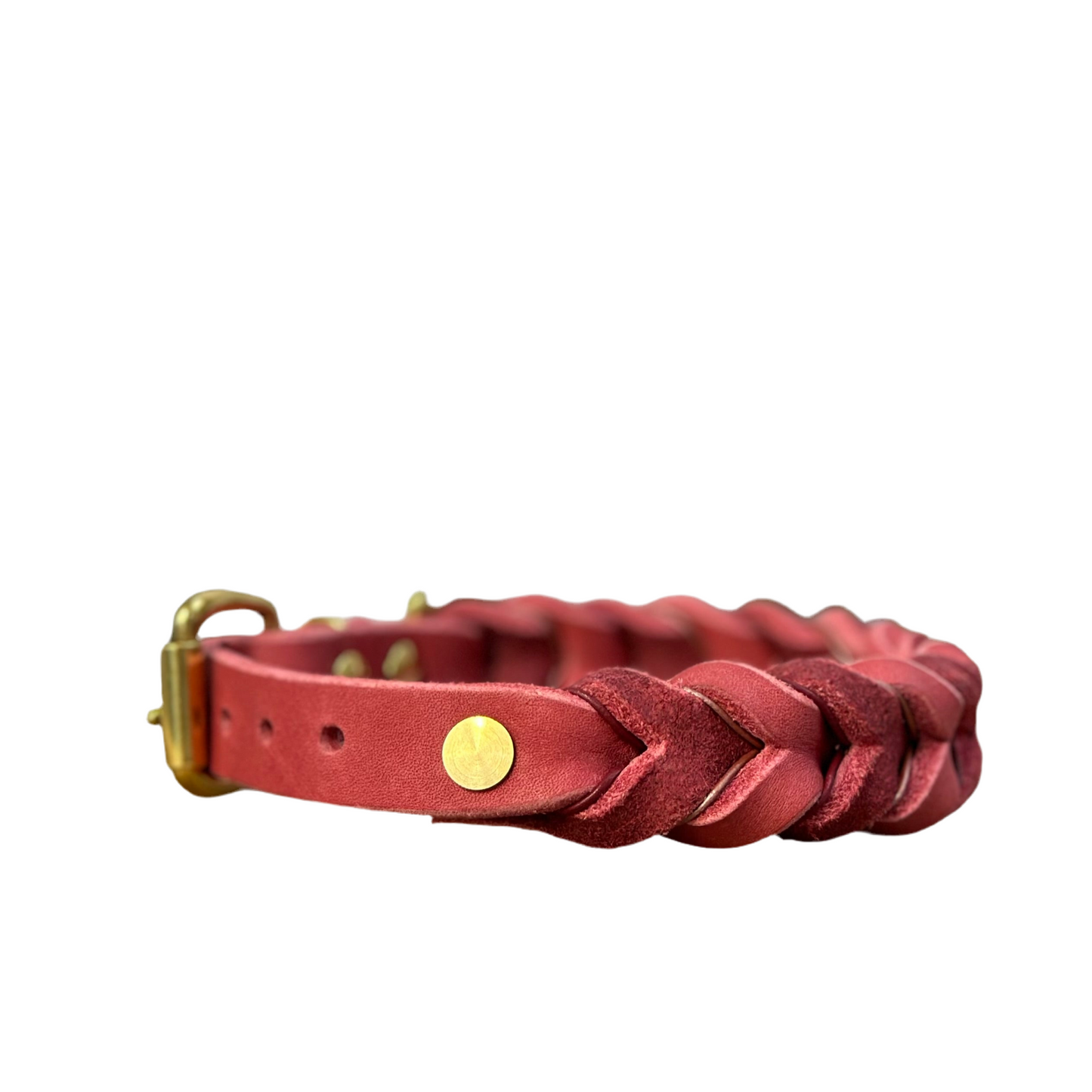 Fat leather braided leather collar ' MIRAGE ' old pink