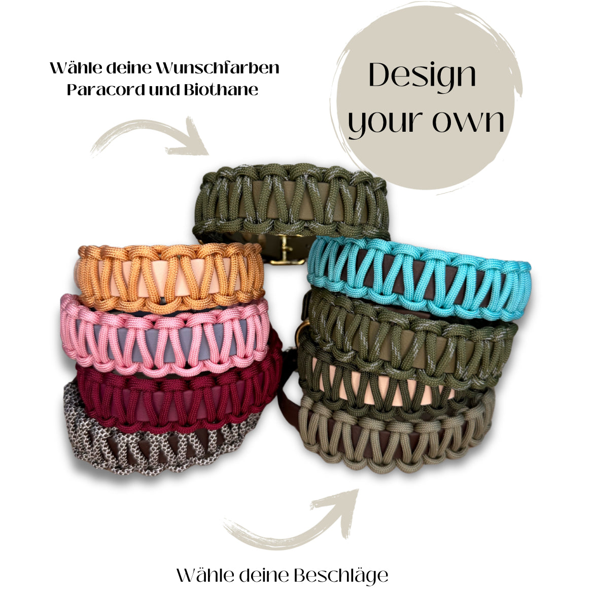 Biothane Paracord Halsband verstellbar individuell gestalten