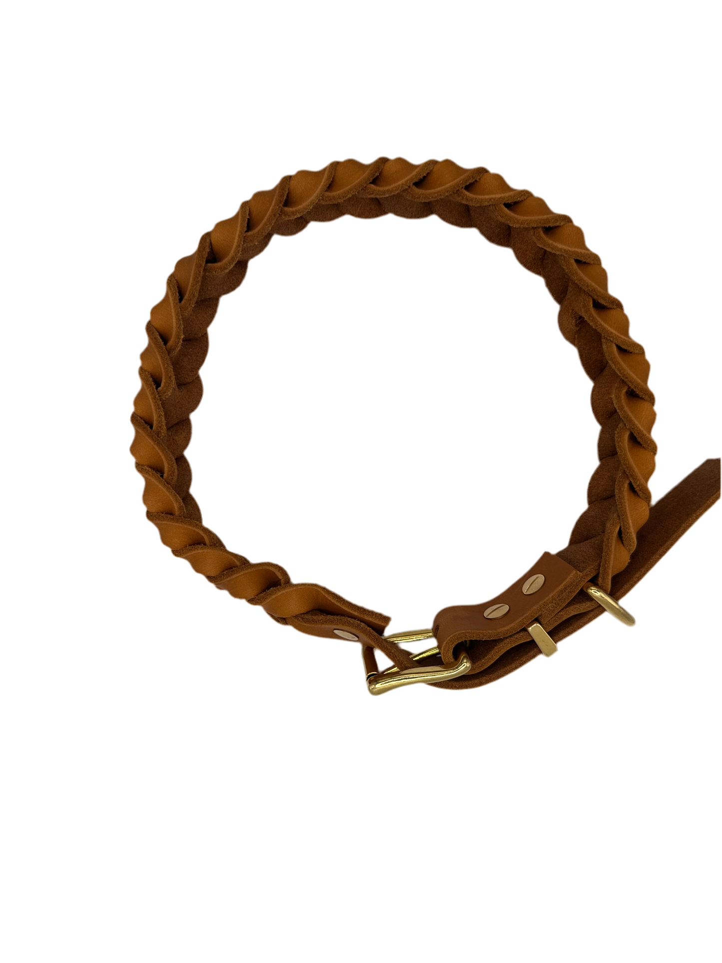 Fettleder Lederhalsband geflochten Cognac ' SUNNY '