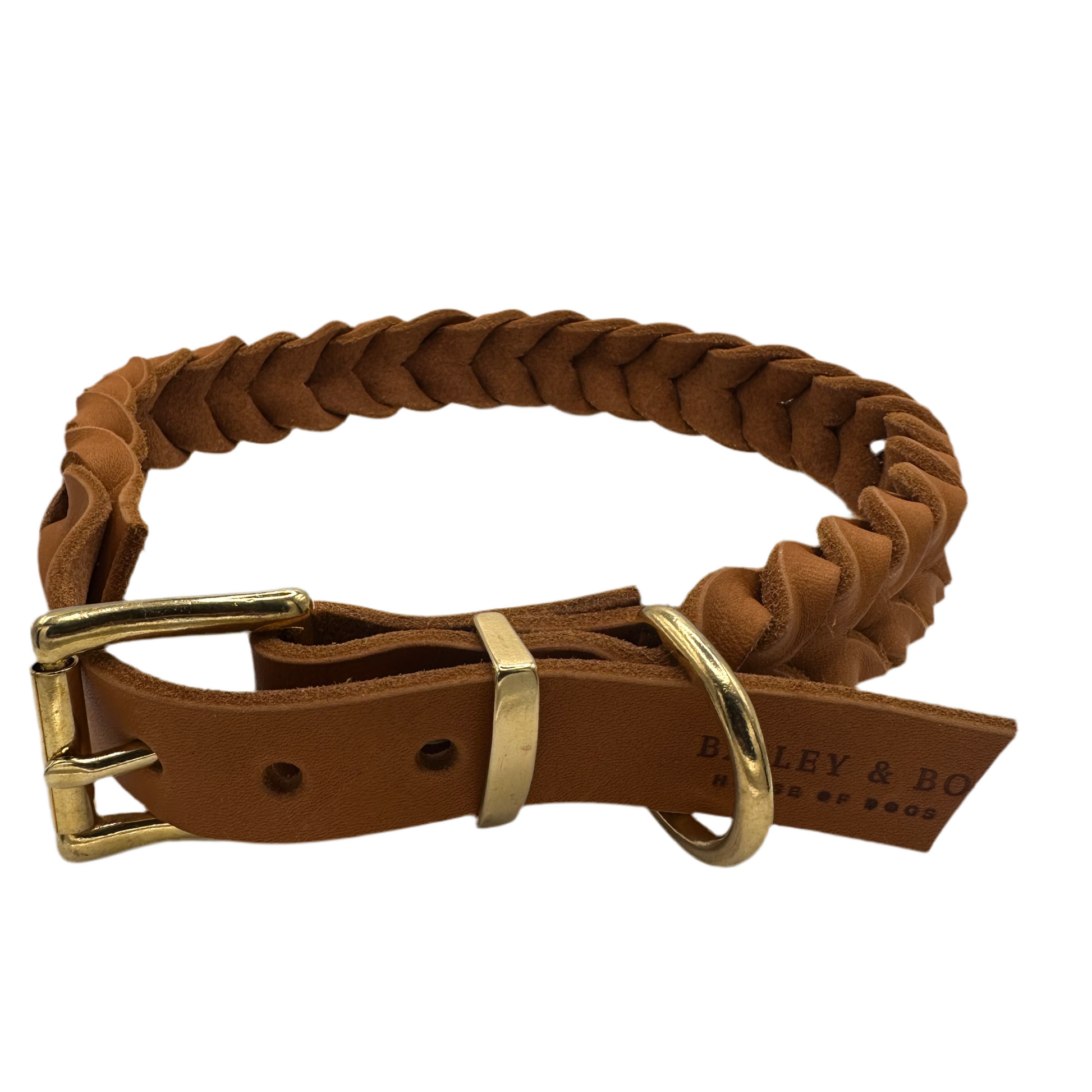 lederhalsband cognac geflochten handgemacht